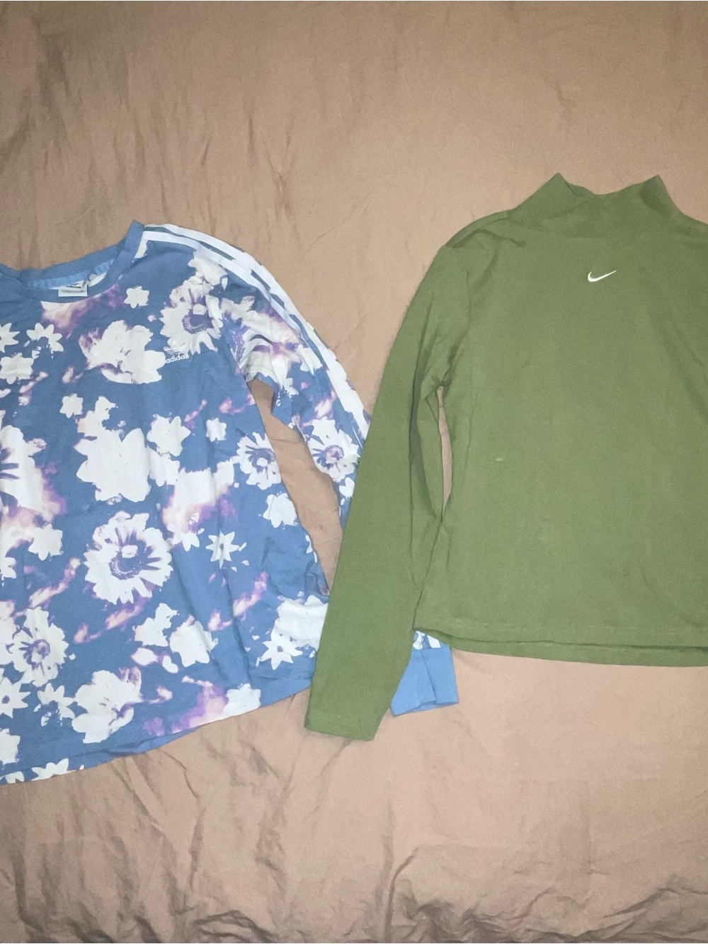 Nike and Adidas Olive Green Long-Sleeve Mock Neck Top